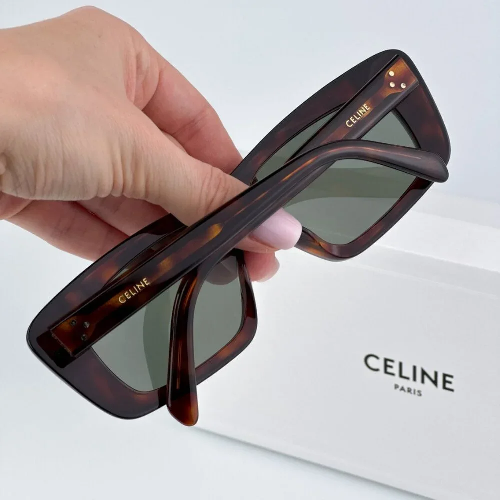 Celine CL40259I 52N BRAND NEW Sunglasses Havana Green Rectangle Unisex
